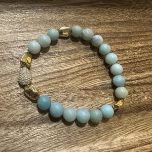 Stella & Dot teal and gold beaded bracelet